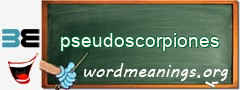 WordMeaning blackboard for pseudoscorpiones